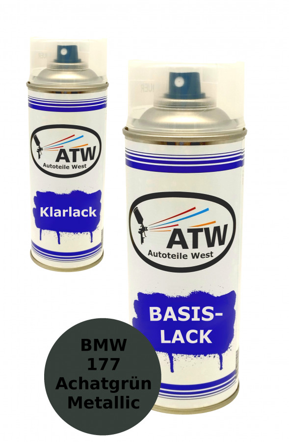 Autolack für BMW 177 Achatgrün Metallic +400ml Klarlack Set